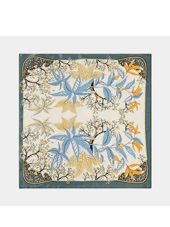 Perimade Accessories - Silky Botanical Floral Leaf Print Square Scarf